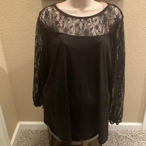 Avenue black lace blouse plus size 30/32